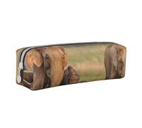KCGSDEGV Cute Pencil Case with Elephant Family Printed Leather Pencil Pouch Pen Bag Holder School Stationery Organizer Pencil Box
