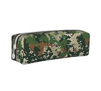 KCGSDEGV Cute Pencil Case with Green Army Digital Camouflage Printed Leather Pencil Pouch Pen Bag Holder School Stationery Organizer Pencil Box