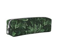 KCGSDEGV Cute Pencil Case with Hunter Green Floral Petals Pattern Printed Leather Pencil Pouch Pen Bag Holder School Stationery Organizer Pencil Box