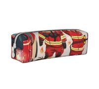 KCGSDEGV Cute Pencil Case with Little Boys and Girls in Firefighters Printed Leather Pencil Pouch Pen Bag Holder School Stationery Organizer Pencil Box