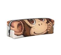 KCGSDEGV Cute Pencil Case with Monkey Art Print Printed Leather Pencil Pouch Pen Bag Holder School Stationery Organizer Pencil Box