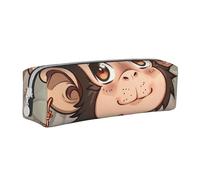 KCGSDEGV Cute Pencil Case with Monkey Art Printed Leather Pencil Pouch Pen Bag Holder School Stationery Organizer Pencil Box