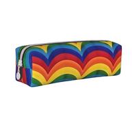 KCGSDEGV Cute Pencil Case with Rainbow Pattern Printed Leather Pencil Pouch Pen Bag Holder School Stationery Organizer Pencil Box