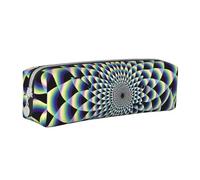 KCGSDEGV Cute Pencil Case with Spiral Optical Illusion Art Printed Leather Pencil Pouch Pen Bag Holder School Stationery Organizer Pencil Box