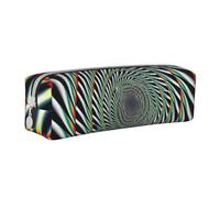 KCGSDEGV Cute Pencil Case with Spiral Optical Illusion Printed Leather Pencil Pouch Pen Bag Holder School Stationery Organizer Pencil Box