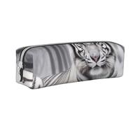 KCGSDEGV Cute Pencil Case with The Wild White Tiger Printed Leather Pencil Pouch Pen Bag Holder School Stationery Organizer Pencil Box
