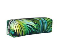 KCGSDEGV Cute Pencil Case with Tropical Palm Leaves Printed Leather Pencil Pouch Pen Bag Holder School Stationery Organizer Pencil Box