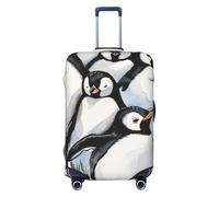 KCGSDEGV Cute Penguins Sketch Prints Elastic Luggage Cover with Invisible Zippers - Universal Suitcase Protector for Travel, Business Trips, S(18-21inch Suitcase)