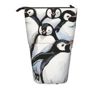 KCGSDEGV Cute Penguins Sketch Prints Standing Expandable Pencil Case Organiser for School Pens, Makeup & Travel for Students & Artists