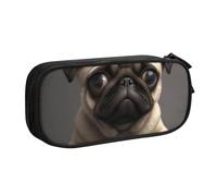 KCGSDEGV Cute Pretty Pug Dog Printed Pen Pencil Cases for School Girls Boys, Large Capacity Cute Pencil Bag Holder Stationery Organizer Box,Black