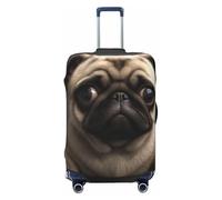 KCGSDEGV Cute Pretty Pug Dog Prints Elastic Luggage Cover with Invisible Zippers - Universal Suitcase Protector for Travel, Business Trips, S(18-21inch Suitcase)