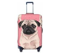 KCGSDEGV Cute Pug Dog Prints Elastic Luggage Cover with Invisible Zippers - Universal Suitcase Protector for Travel, Business Trips, S(18-21inch Suitcase)