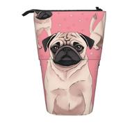KCGSDEGV Cute Pug Dog Prints Standing Expandable Pencil Case Organiser for School Pens, Makeup & Travel for Students & Artists