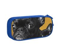 KCGSDEGV Cute Pug Printed Pen Pencil Cases for School Girls Boys, Large Capacity Cute Pencil Bag Holder Stationery Organizer Box,Blue