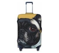 KCGSDEGV Cute Pug Prints Elastic Luggage Cover with Invisible Zippers - Universal Suitcase Protector for Travel, Business Trips, S(18-21inch Suitcase)