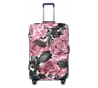 KCGSDEGV Cute Rose Mix Leopard Pattern Prints Elastic Luggage Cover with Invisible Zippers - Universal Suitcase Protector for Travel, Business Trips, L(25-28inch Suitcase)