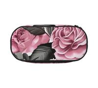 KCGSDEGV Cute Rose Mix Leopard Pattern Prints Pencil Case Stationery Organizer Pen Pouch Bag Makeup Bag for Travel School Work