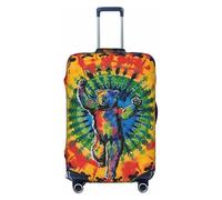 KCGSDEGV Dancing Tie Dye Prints Elastic Luggage Cover with Invisible Zippers - Universal Suitcase Protector for Travel, Business Trips, L(25-28inch Suitcase)
