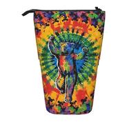 KCGSDEGV Dancing Tie Dye Prints Standing Expandable Pencil Case Organiser for School Pens, Makeup & Travel for Students & Artists