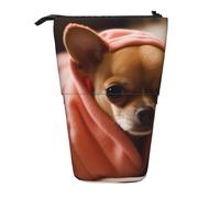KCGSDEGV Depressed Chihuahua Prints Standing Expandable Pencil Case Organiser for School Pens, Makeup & Travel for Students & Artists