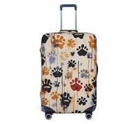 KCGSDEGV Dog Bones Footprint Prints Elastic Luggage Cover with Invisible Zippers - Universal Suitcase Protector for Travel, Business Trips, L(25-28inch Suitcase)