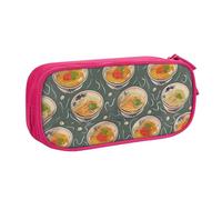 KCGSDEGV Egg Cup Noodle Ramen Printed Pen Pencil Cases for School Girls Boys, Large Capacity Cute Pencil Bag Holder Stationery Organizer Box,Pink