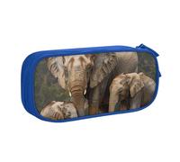 KCGSDEGV Elephant Family Printed Pen Pencil Cases for School Girls Boys, Large Capacity Cute Pencil Bag Holder Stationery Organizer Box,Blue