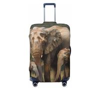 KCGSDEGV Elephant Family Prints Elastic Luggage Cover with Invisible Zippers - Universal Suitcase Protector for Travel, Business Trips, S(18-21inch Suitcase)