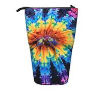 KCGSDEGV Exotic Tribe Tie Dye Style Prints Standing Expandable Pencil Case Organiser for School Pens, Makeup & Travel for Students & Artists