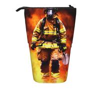 KCGSDEGV Firefighter Fireman Flame Prints Standing Expandable Pencil Case Organiser for School Pens, Makeup & Travel for Students & Artists