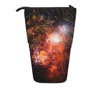 KCGSDEGV Fireworks Prints Standing Expandable Pencil Case Organiser for School Pens, Makeup & Travel for Students & Artists