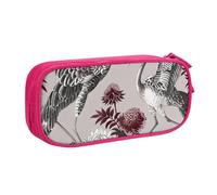 KCGSDEGV Floral Herbs Botanical Engraving Printed Pen Pencil Cases for School Girls Boys, Large Capacity Cute Pencil Bag Holder Stationery Organizer Box,Pink