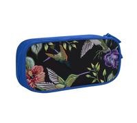 KCGSDEGV Flower Hummingbirds Embroidery Printed Pen Pencil Cases for School Girls Boys, Large Capacity Cute Pencil Bag Holder Stationery Organizer Box,Blue