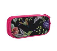 KCGSDEGV Flower Hummingbirds Embroidery Printed Pen Pencil Cases for School Girls Boys, Large Capacity Cute Pencil Bag Holder Stationery Organizer Box,Pink