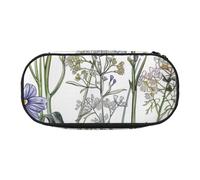 KCGSDEGV Flowering Herbs and Herbaceous Plants Prints Pencil Case Stationery Organizer Pen Pouch Bag Makeup Bag for Travel School Work
