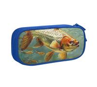 KCGSDEGV Fly Fish Printed Pen Pencil Cases for School Girls Boys, Large Capacity Cute Pencil Bag Holder Stationery Organizer Box,Blue