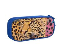 KCGSDEGV Fun Leopard Print Printed Pen Pencil Cases for School Girls Boys, Large Capacity Cute Pencil Bag Holder Stationery Organizer Box,Blue