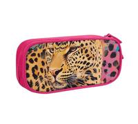 KCGSDEGV Fun Leopard Print Printed Pen Pencil Cases for School Girls Boys, Large Capacity Cute Pencil Bag Holder Stationery Organizer Box,Pink