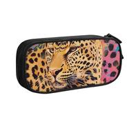 KCGSDEGV Fun Leopard Print Printed Pen Pencil Cases for School Girls Boys, Large Capacity Cute Pencil Bag Holder Stationery Organizer Box,Black