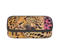 KCGSDEGV Fun Leopard Print Printed Pencil Cases Cute Compartment Pencil Pouch Pen Bag Holder Stationery Organizer Box for School Girls Boys