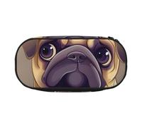 KCGSDEGV Funny Cartoon Pug Puppy Dog Prints Pencil Case Stationery Organizer Pen Pouch Bag Makeup Bag for Travel School Work
