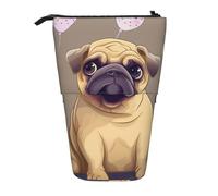 KCGSDEGV Funny Cartoon Pug Puppy Dog Prints Standing Expandable Pencil Case Organiser for School Pens, Makeup & Travel for Students & Artists