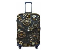 KCGSDEGV Gears Clock Bronze Century Prints Elastic Luggage Cover with Invisible Zippers - Universal Suitcase Protector for Travel, Business Trips, M(22-24inch Suitcase)