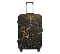 KCGSDEGV Gold Black Wallpaper Prints Elastic Luggage Cover with Invisible Zippers - Universal Suitcase Protector for Travel, Business Trips, S(18-21inch Suitcase)