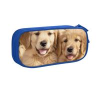 KCGSDEGV Golden Retriever Dogs Puppies Pets Printed Pen Pencil Cases for School Girls Boys, Large Capacity Cute Pencil Bag Holder Stationery Organizer Box,Blue