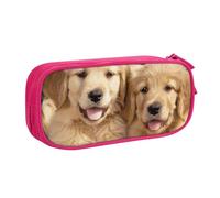 KCGSDEGV Golden Retriever Dogs Puppies Pets Printed Pen Pencil Cases for School Girls Boys, Large Capacity Cute Pencil Bag Holder Stationery Organizer Box,Pink