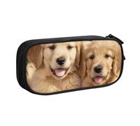 KCGSDEGV Golden Retriever Dogs Puppies Pets Printed Pen Pencil Cases for School Girls Boys, Large Capacity Cute Pencil Bag Holder Stationery Organizer Box,Black