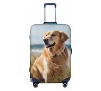 KCGSDEGV Golden Retriever on The Beach Prints Elastic Luggage Cover with Invisible Zippers - Universal Suitcase Protector for Travel, Business Trips, L(25-28inch Suitcase)