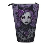 KCGSDEGV Gothic Spooky Women Prints Standing Expandable Pencil Case Organiser for School Pens, Makeup & Travel for Students & Artists