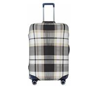KCGSDEGV Gray Plaid Lines Prints Elastic Luggage Cover with Invisible Zippers - Universal Suitcase Protector for Travel, Business Trips, M(22-24inch Suitcase)